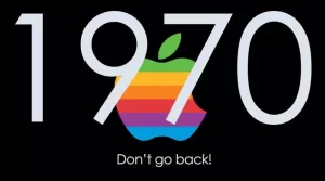 colorful apple logo with "1970" written above it