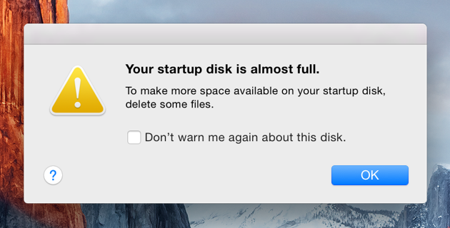 how to clear up space on mac startup disk