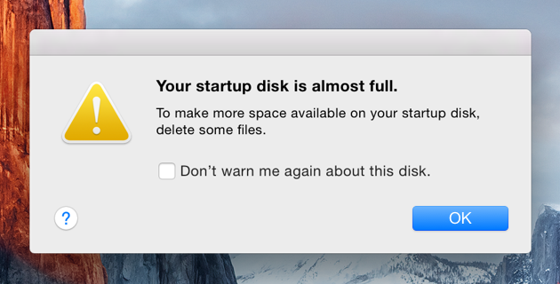 your startup disk is almost full mac