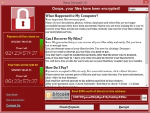 "Oops, your files have been encrypted!" Ransomware message