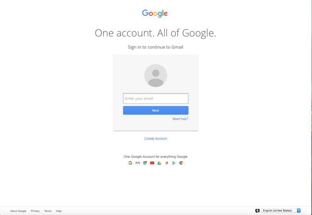 gmail login password