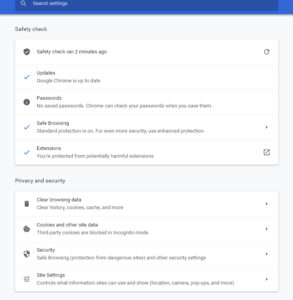 Chrome Safety Check Settings