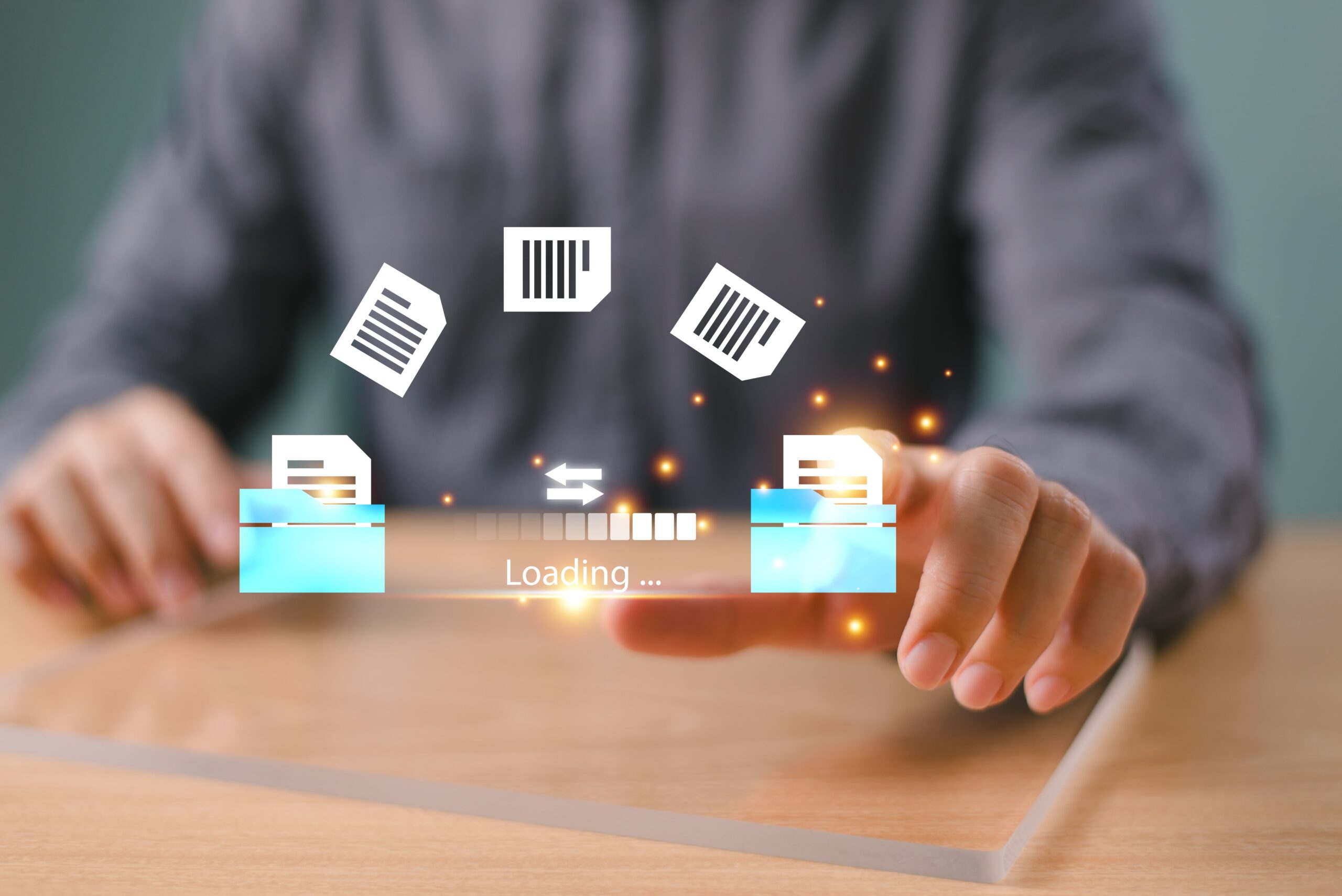 man transferring files from one folder to another