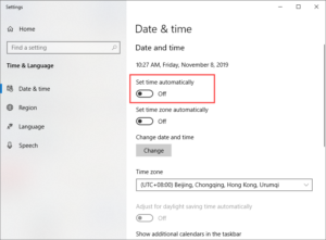 windows 10 date and time settings