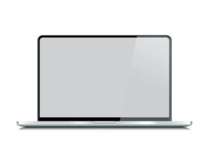 Laptop displaying a grey screen.