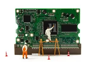 Toy miniatures assembling the processor for Windows 11 update or upgrade
